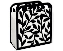 Servethouder Blad - Papieren servetdispenser - Tafel decoreren - Zwarte ijzeren uitvoering - 12.5 x 13.5 x 5 cm - Zwart