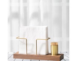 Servethouder Houten servetdispenser Servetstandaard Gouden servethouder Metalen papieren servethouder Servethouder met tandenstokerhouder Tissuedispenser voor eettafel