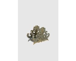 Servethouder Messing - Servetstandaard Decoratief - Tafel Decoratie - Kristallen Steentjes - H 10 cm - Antiek Groen