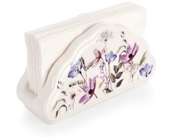 Servethouder Porselein Bloemen LOUKA 13x4,5x7 cm - Servettenhouder - Houder voor Servetten