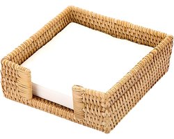 Servethouder Rotan - Tissuehouder Bamboe - Keuken Organisatie - Handgeweven Uniek - 18x18x6 cm - Bruin
