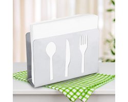 Servethouder Staal - Tafeldecoratie Houder - Keuken Ordenen - Spiegel Polijst Afwerking - 15 x 10 x 5 cm - Zilverkleurig