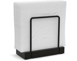 Servethouder Tafel - Papierhouder Bureau - Keuken Organiseren - Stevig Bamboe IJzer - 16 x 15 x 8 cm - Zwart
