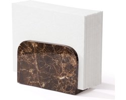 Servethouder van marmer, servetdispenser van natuursteen, staand, voor cocktailservetten en restaurantpapier, geschikt voor alle eetkamers en woondecoraties, donkerbruin (WH104)
