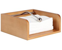 Servethouder van massief acacia hout met roestvrijstalen arm voor binnen en buiten