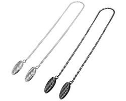 Servetketting - 2 stuks - 50 cm metalen ketting - Servetclips - Servetketting met klemmetjes - servetklemmen - Servetklemmen met ketting - Servetklemmen met koord - Bib Clips - Houder Metalen Hals Ketting Lanyard Servet Handdoek - Zilver, Zwart