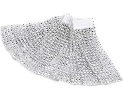 Servetring band met strass steentjes klittenbandsluiting - Kerstmis en bruiloft decoratie - 100 stuks zilver .