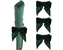 Servetringen 100 x 100 mm - fluwelen metaal - groen - decoratieve tafelsetting voor feest - 4 stuks - ServiceTopper