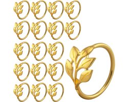 Servetringen - 18 Stuks - Servetring - Legering - Tafeldecoratie - Tafel Accessoire - met Fijne Blaadjes - 36mm - Goud