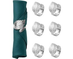 Servetringen 6 stuks - Servetring zilver blad - Servet Ringen Voor Servet van Katoen - Servet Ring voor Servetten van Linnen