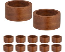 Servetringen hout - set van 12 - 2,5 x 5 cm - voor papieren en stoffen servetten