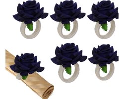 Servetringen met bloemen - Romantische decoratie - Tafel aankleden - Zes stuks set - 8x6 cm - Meerdere kleuren