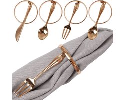 Servetringen Metaal Gouden Bestek 4 cm 4 stuks - Servetring - Tafeldecoratie - Servieshouder - voor Servetten