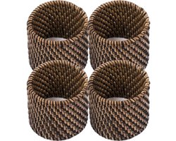 Servetringen Rotan - SET/8 - 4,5x5 cm, donkerbruin