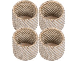 Servetringen Rotan - SET/8 - 4,5x5 cm, wit