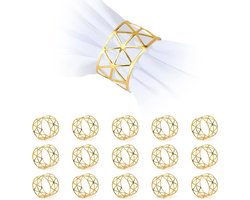 Servetringen Set - Goudkleurig | Universeel - Metaal | 15 stuks | Bruiloft & Kerst | Eettafeldecoratie voor feesten & jubilea
