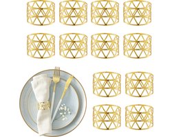 servetringen - set van 12 - geometrisch - 3x4,5 cm - goud