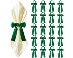 Servetringen - Set van 20 - Groen Fluweel - Strikdesign