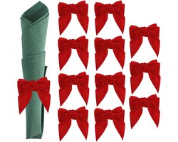 Servetringen Strik - Decoratie Set - Tafeldekking Diner - Fluweel Metaal - 43mm Diameter - Rood