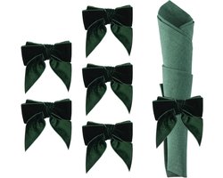 Servetringen strik - Servethouders decor - Tafeldecoratie diner - Fluwelen strik design - 6 stuks - Groen