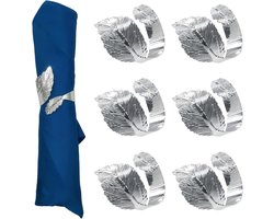 Servetringen Zilver, 6 stuks Bladvormige servetringen Metaal voor tafeldecoratie Bruiloft Verjaardag Jubileum Pasen Kerstmis Halloween Thanksgiving Feest