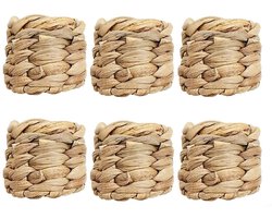 Servetringenset van 6 stuks - Geweven servetring - Decoratieve servetring - Servetgesp - Natuurlijke servetring - Handgemaakte servetring - Voor hotels, restaurants, bars en cafés - Geel