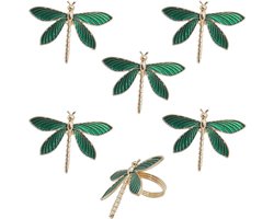 Servetringenset van 6 stuks - Servetringenset in de vorm van een libel - Servetringenset in de vorm van een insect - Geschikt voor Thanksgiving, familiebijeenkomsten en tafeldecoraties - Goud