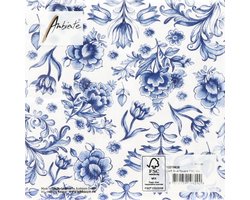 Servetten 20pcs / 33 x 33cm, Delft Blue flowers
