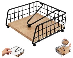 Servettenhouder met contragewicht - Vierkante metalen servettenhouder - Zwarte metalen servettenhouder - Vierkante servettenhouder met contragewicht - Zwart - Tafelservettenhouder - Papieren servettenhouder