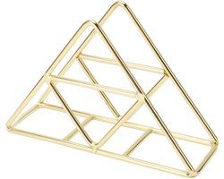 Servettenhouder - Modieus, Verdikt en Verbredend Driehoekig Ontwerp, Vrijstaand, Goudkleurig Smeedijzer - Verticaal Model - Voor Eettafel en Keuken