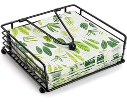 Servettenhouder - Servetten Rek - Napkin Holder - Eetkamer Dispenser - Servet Dispenser - Servethouder - Keukenbenodigdheden - Woondecoratie - Geschikt Voor Keuken Restaurant Tafel Bar - 18*18*7cm - Zwart - Metaal