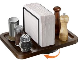 Servettenhouder voor op tafel - Draaibare servettendispenser met houder voor zout- en peperstrooiers - Staande papieren handdoekhouder voor badkamer- keuken en eettafel