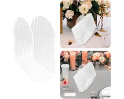 Servetthouders - 2 Transparante Acrylen Servetthouders - U-vormig Design - Streep Wit - Voor Keuken, Bar of Eetkamer (Set van 2 Stuks)