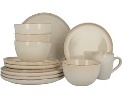 Servies 16 delig 4-persoons - Reactive Glaze Creme