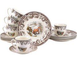 Servies 18-delig - Koffieset Tafelset - Ontbijt en Koffie - Dierenmotieven - 6 persoons - Multicolor