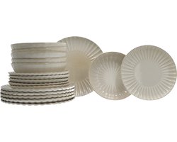 Servies 6 persoons 18-delig Vlora Stoneware Aardwerk - Creme