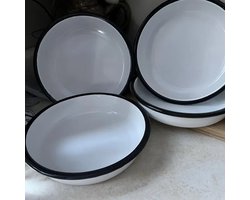 Servies emaille diepe borden set van 4 stuks