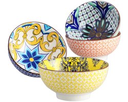 Servies - Schaaltjes - Kommen - Ontbijtkommen - Soepkommen - Set van 4 - 650ml - Porselein - Bohemian