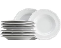 Servies Set - Borden en Schalen - Eettafel Dekken - Kwaliteit Porselein - 12 Delig - Wit