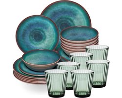 Servies Set - Kampeer Servies - Buiten Eten - Onbreekbaar Melamine - 24 Delig - Groen