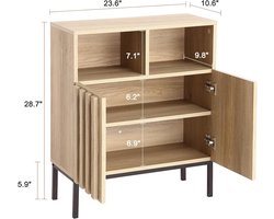 Servieskast - Opbergkast voor de hal - Farmhouse-buffetkast met opbergruimte - Moderne houten koffietafel - Verstelbare plank en metalen poten - Voor de hal, gang, keuken, eetkamer en woonkamer - 73 × 60 × 27 cm - Eikenkleur