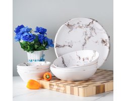 Serviesset 12-delig – bordenset 4 persoons – Melamine Servies – Lichtgewicht, Breukvast en Vaatwasserbestendig – Voor Camping , Picknick en Thuis – Royal Swiss®