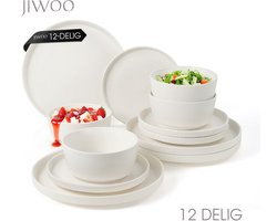 Serviesset 12-Delig, Dinnerset 4 Persoons, Geschikt voor familiefeesten, banketten, restaurants, feest, Horeca en picknicks, Magnetron-vaatwasserbestendig, Keramiek