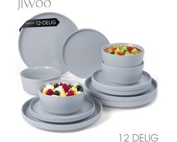 Serviesset 12-Delig, Dinnerset 4 Persoons, Geschikt voor familiefeesten, banketten, restaurants, feest, Horeca en picknicks, Magnetron-vaatwasserbestendig, Keramiek