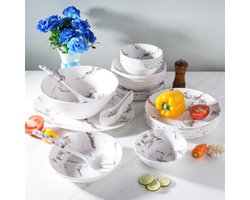 Serviesset 12 Personen – Melamine Servies – Lichtgewicht & Breukbestendig – Dinnerwash – 36-delig – Geschikt voor Binnen & Buiten