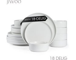 Serviesset 18-Delig, Dinnerset 6 Persoons, aardewerk servies, tafelserviesset, Geschikt voor familiefeesten, banketten, restaurants, feest, Horeca en picknicks, Magnetron-vaatwasserbestendig, Keramiek