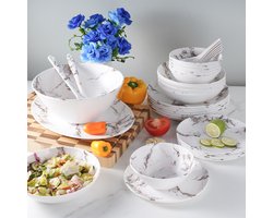 Serviesset 34-delig – bordenset voor 6 Personen – Melamine – Lichtgewicht, Breukvast en Vaatwasserbestendig – Voor Camping , Picknick en Thuis – Royal Swiss®