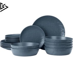 Serviesset 6 Persoons - Serviessets - Bordenset - Chique Bordenset - Porselein - Donker Blauw