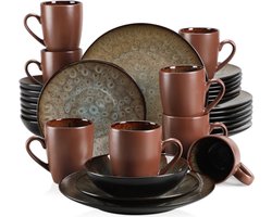 Serviesset - Bruin Porselein - 8 Persoons - 32 Delig - Luxe Bordenset