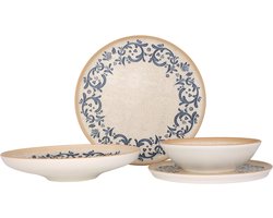 Serviesset - Dinerset Porselein - Eettafel Dekken - Bestand tegen Schokken - 24 Delig - Blauw Wit